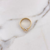 Ring Solitaire Bridge Crown 4.25gr / Size 7 3/4 / White Zircons Two-tone Yellow and White Gold 18K #