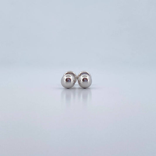 Stud Earrings Bead 0.6gr / 5mm Polished 18K White Gold &