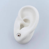 Stud Earrings Bead 0.6gr / 5mm Polished 18K White Gold &