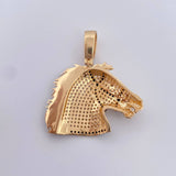 Pendant Horse 7.4gr / 3.5cm / White and Black Zircons Three 18K Golds &