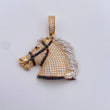 Pendant Horse 8.55gr / 3.6cm / Black and White Zircons Three 18K Golds $