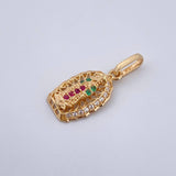 Dije Virgen Guadalupe 1.2gr / 2.1cm / Circones Blancos Verdes Fucsias Oro Amarillo 18K &