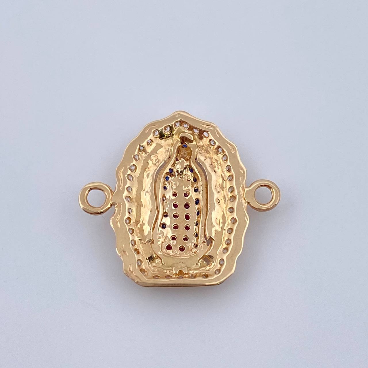 Charm Guadalupe 2.5gr / 2cm / White Fuchsia Blue Zircons 18K Yellow Gold &