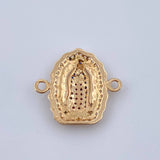 Charm Guadalupe 2.5gr / 2cm / White Fuchsia Blue Zircons 18K Yellow Gold &