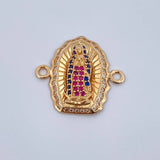Charm Guadalupe 2.5gr / 2cm / White Fuchsia Blue Zircons 18K Yellow Gold &