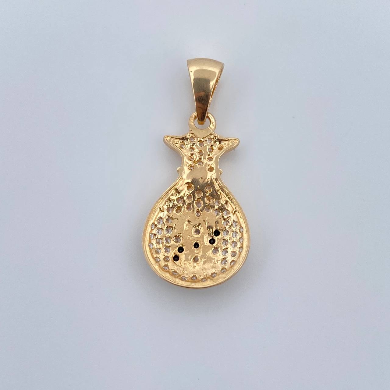 Pendant Money Bag 2.45gr / 2.8cm / White and Black Zircons Two Golds Black Yellow 18K &