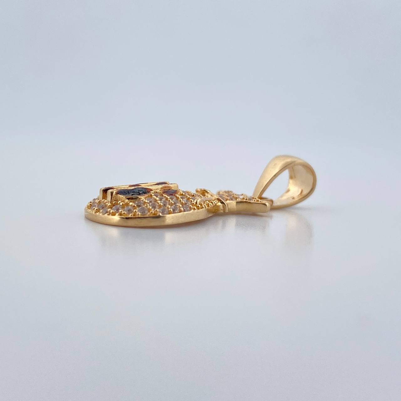 Pendant Money Bag 2.45gr / 2.8cm / White and Black Zircons Two Golds Black Yellow 18K &