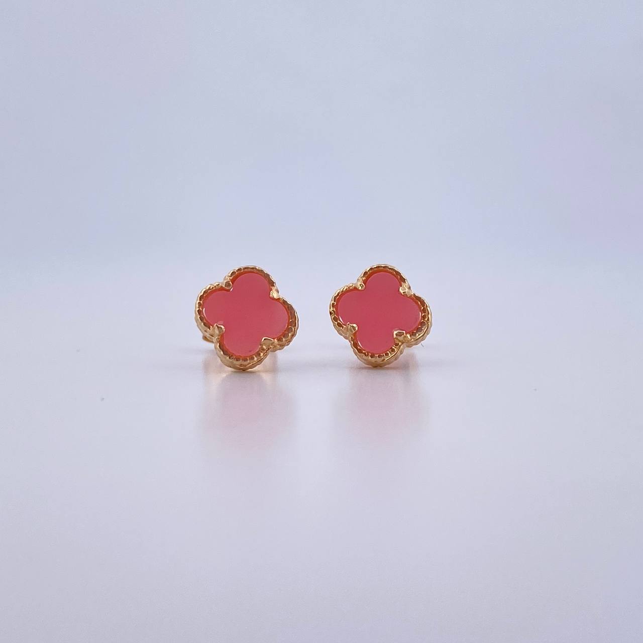 Stud Earrings Clover 1.45gr / Rosados Oro Amarillo Nac.Esp. 18K &
