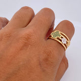 Anillo Trebol  5.4gr / T7 3/4 / Circones Blancos Verdes Dos Oros Amarillo Blanco 18K &