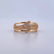 Inverted Line Ring 3.25gr / Size 7 1/2 / White Zircon Flowers 18K Yellow Gold &
