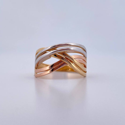 Alinza Ring 5.15gr / Size 7 3/4 / Multiline Three Golds 18K &