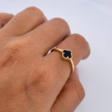 Ring Clover  1.9gr / T6 3/4 / Black Onyx 18K Yellow Gold &