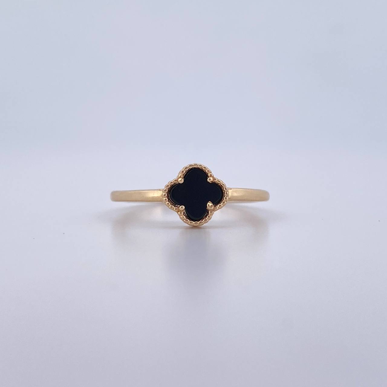 Ring Clover  1.9gr / T6 3/4 / Black Onyx 18K Yellow Gold &