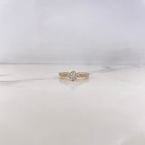 Ring Solitaire Bridge 2.55gr / Size 6 1/2 / White Zircons Two-tone Yellow and White Gold 18K #