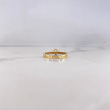 Ring Solitaire Bridge 2.55gr / Size 6 1/2 / White Zircons Two-tone Yellow and White Gold 18K #