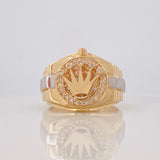 Anillo Correa Corona 7.95 g / T7 1/4 Dos Oros Amarillo Blanco 18K