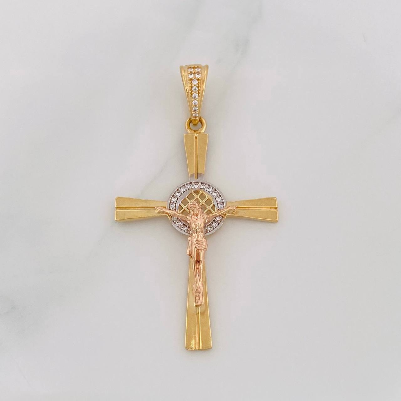 Dije Cruz Cristo 4.4g / 2 in Tres Oros 18K