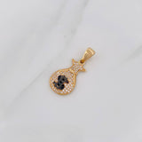 Dije Bolsa de Dinero 2.55g / 1 1/4 in Dos Oros Negro Amarillo 18K