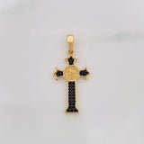 Dije Cruz San Benito 2.5g / 1 1/4 in Dos Oros Negro Amarillo 18K