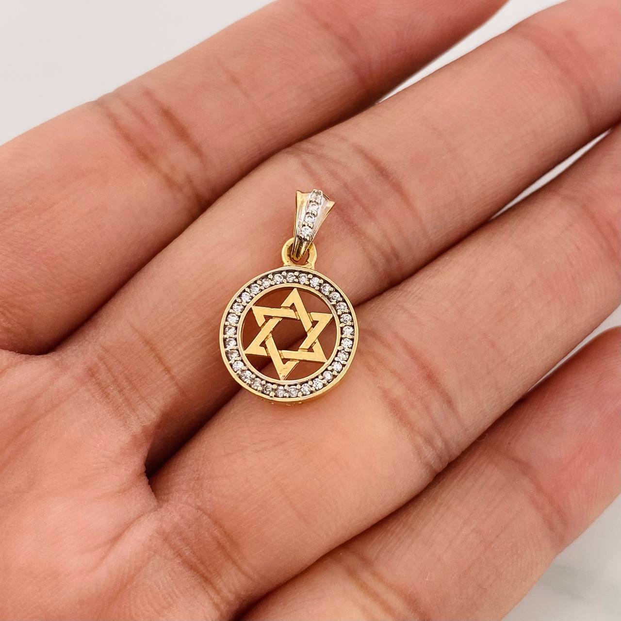 Dije Estrella de David 1.55g / 3/4 in  Dos Oros Amarillo Blanco 18K