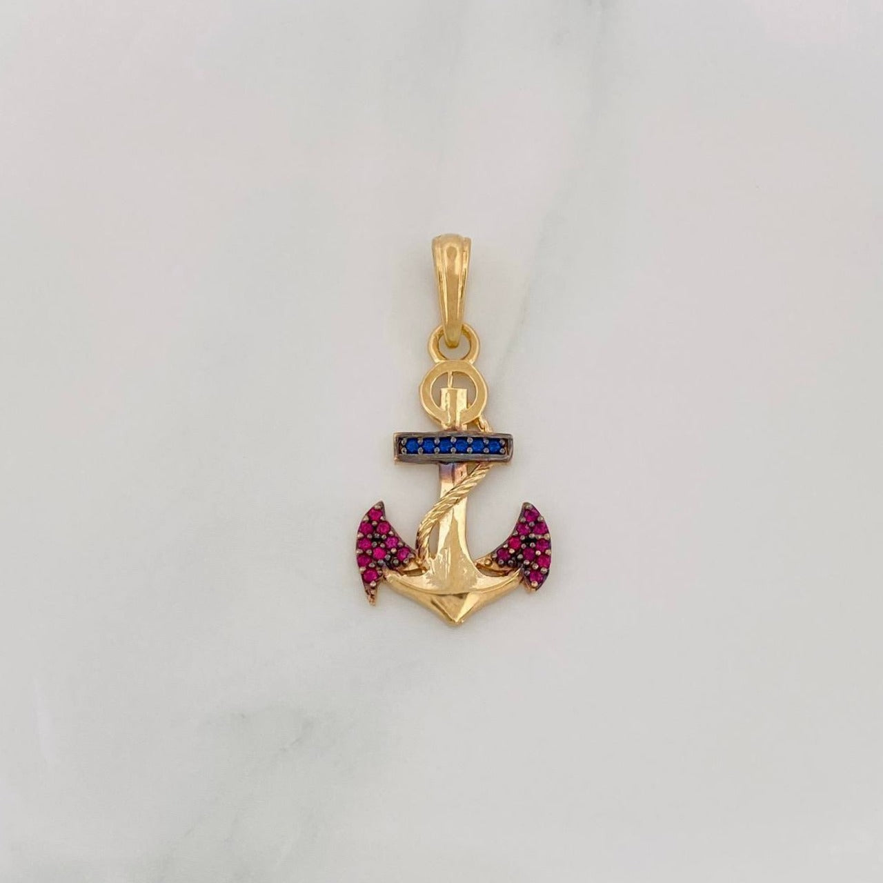 Pendant Anchor 2g / 1 1/4 in Two-Tone Black Yellow 18K