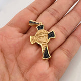 Dije Cruz Rostro de Cristo 6.95g / 1 3/4 in Dos Oros Negro Amarillo 18K