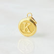 Pendant Letter K Textured Circle 0.4gr / 1/2 in / Yellow Gold 18K