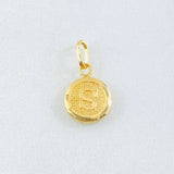 Dije Letra S Circulo Texturizado 0.45gr / 1/2 in / Oro Amarillo 18K