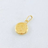 Dije Letra S Circulo Texturizado 0.45gr / 1/2 in / Oro Amarillo 18K