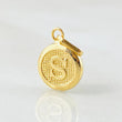 Pendant Letter S Textured Circle 0.4gr / 1/2 in / Yellow Gold 18K
