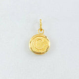 Pendant Letter C Textured Circle 0.4gr / 1/2 in / Yellow Gold 18K