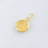Pendant Letter C Textured Circle 0.4gr / 1/2 in / Yellow Gold 18K