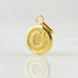 Pendant Letter C Textured Circle 0.4gr / 1/2 in / Yellow Gold 18K