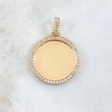 Dije Placa Marco Circular 8.6gr / 4cm / Circones Blancos Oro Amarillo 18K