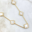 Cadena Cajón Trébol VCyA 37.65gr / 65cm / 2mm Nacar Blanco Oro Amarillo 18K *