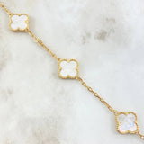 Cadena Cajón Trébol VCyA 37.65gr / 65cm / 2mm Nacar Blanco Oro Amarillo 18K *
