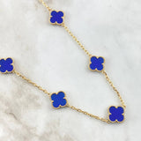 Cadena Cajón Trébol VCyA 37.15gr / 65cm / 2mm Lapislazuli Oro Amarillo 18K