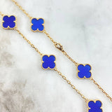 Cadena Cajón Trébol VCyA 37.15gr / 65cm / 2mm Lapislazuli Oro Amarillo 18K