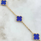 Cadena Cajón Trébol VCyA 37.15gr / 65cm / 2mm Lapislazuli Oro Amarillo 18K