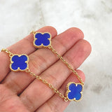 Cadena Cajón Trébol VCyA 37.15gr / 65cm / 2mm Lapislazuli Oro Amarillo 18K