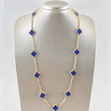 Cadena Cajón Trébol VCyA 37.15gr / 65cm / 2mm Lapislazuli Oro Amarillo 18K