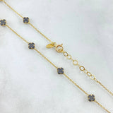 Cadena Aro Seguido Treból VCyA Gradual 5.1gr / 42.5cm-45.5cm / 0.7mm Onix Negro 17und Oro Amarillo 18K