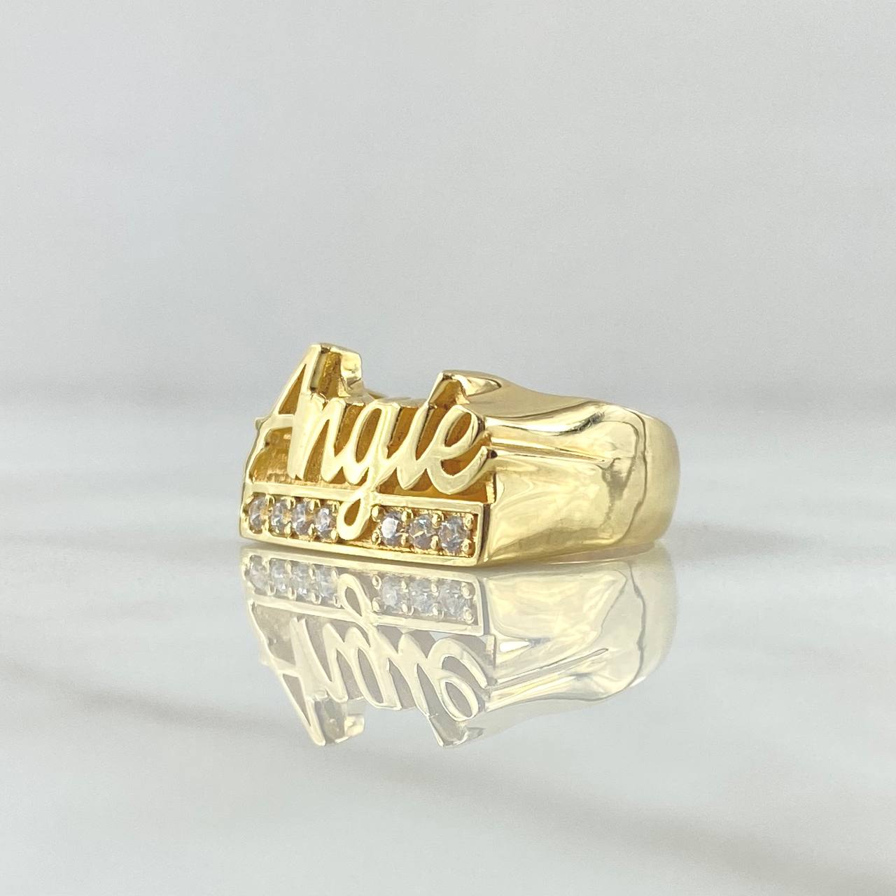 Ring Name ANGIE 5.4gr / T6 1/2 / White Zircons 18K Yellow Gold