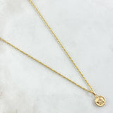 Set Rope Chain 1gr / 50cm / 1.2mm + Pendant Guardian Angel 0.45gr / 1.5cm Matte Circle 1.45gr 18K Yellow Gold (Offer)
