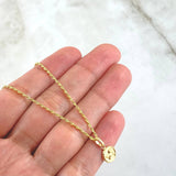 Set Rope Chain 1gr / 50cm / 1.2mm + Pendant Guardian Angel 0.45gr / 1.5cm Matte Circle 1.45gr 18K Yellow Gold (Offer)
