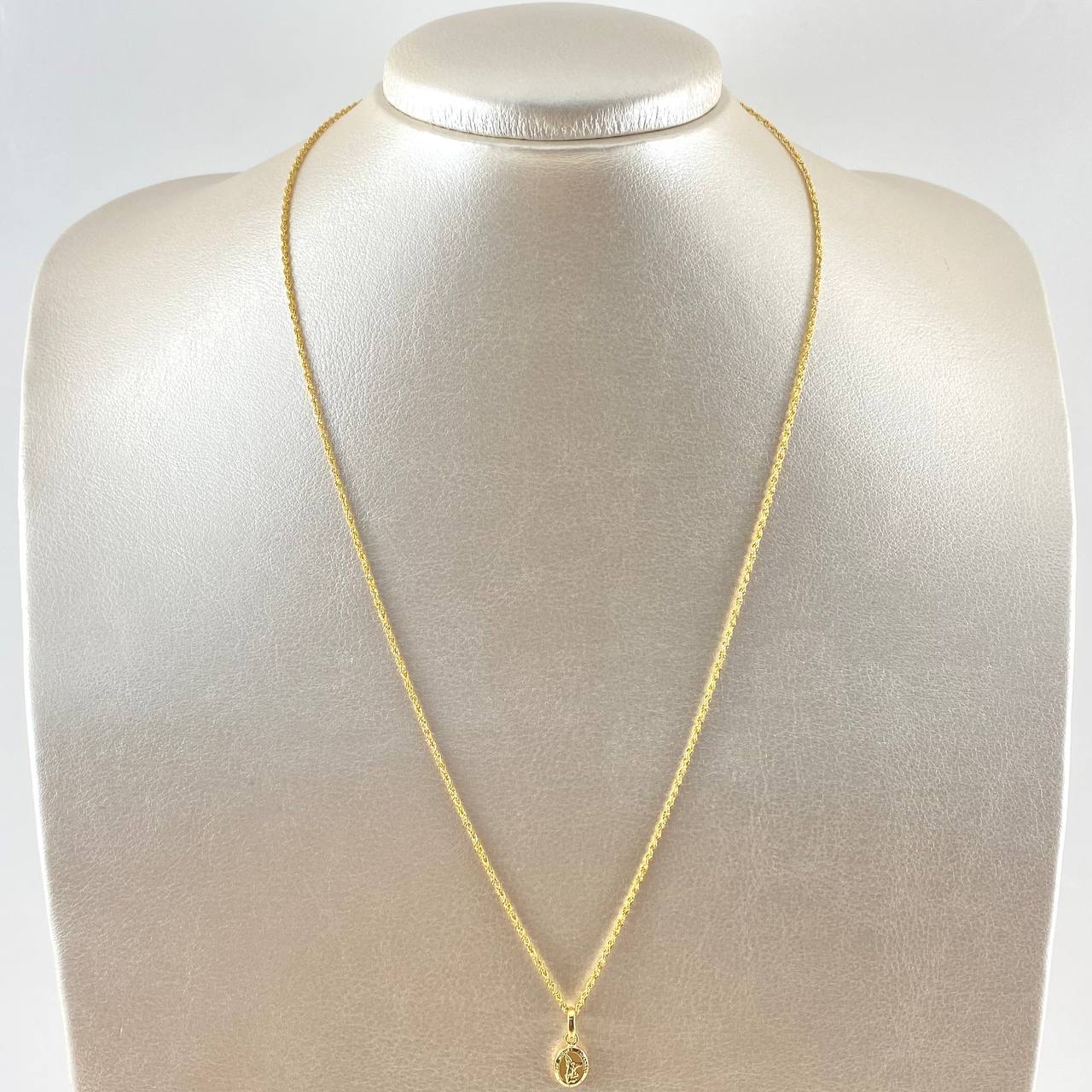 Set Cadena Lazo 1gr / 50cm / 1.2mm + Dije San Miguel Arcangel 0.4gr / 1.5cm Mate 1.4gr Oro Amarillo 18K (Oferta)