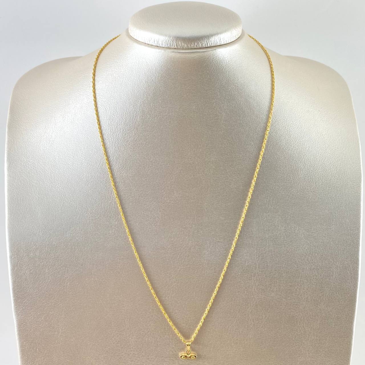 Set Rope Chain 1gr / 50cm / 1.2mm + Pendant Ojos Santa Lucia 0.3gr / 1.1cm Matte 1.3gr 18K Yellow Gold (Offer)