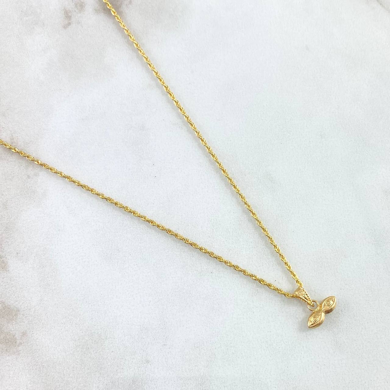 Set Rope Chain 1gr / 50cm / 1.2mm + Pendant Santa Lucia Eyes 0.35gr / 1.1cm Matte 1.35gr 18K Yellow Gold (Offer) *