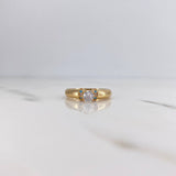 Ring Solitaire 2.6gr / T5 3/4 / Blue and White Zircons Yellow Gold 18K &