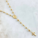 Rosario Virgen Milagrosa 8.4gr / 55cm-4mm-5mm Cruz Cristo Bordeada Oro Amarillo 18K